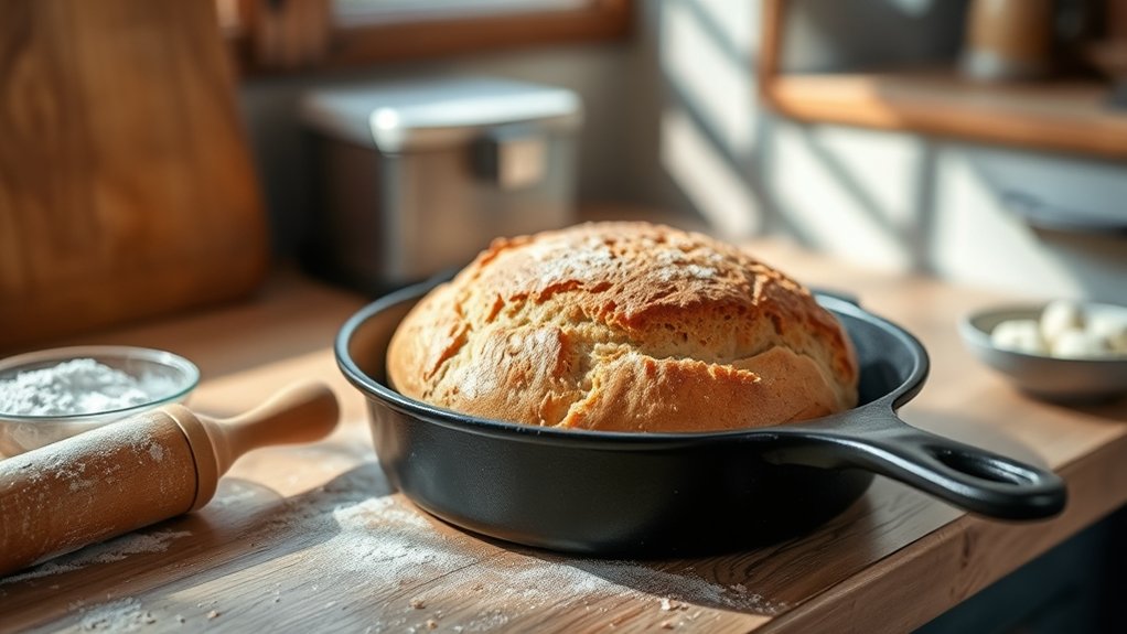 baking bread in skillet