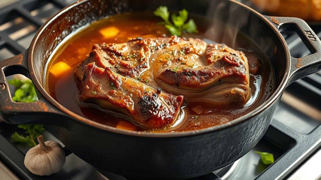 braise meat in skillet
