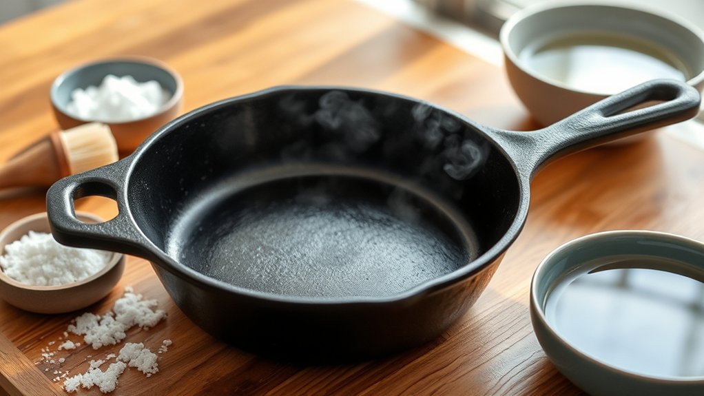 clean cast iron skillet carefully