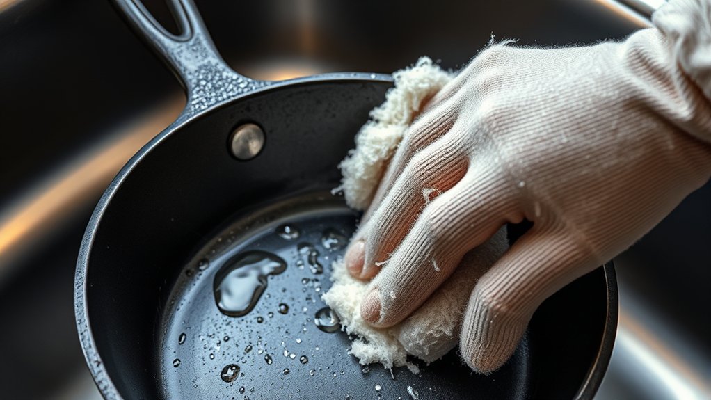 clean cast iron skillet carefully