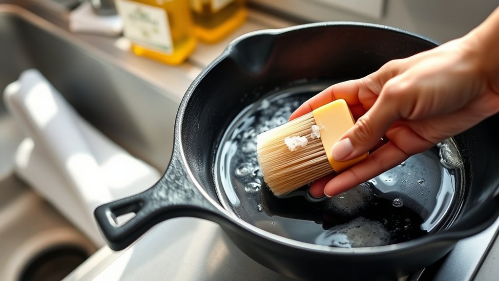 clean cast iron skillets properly