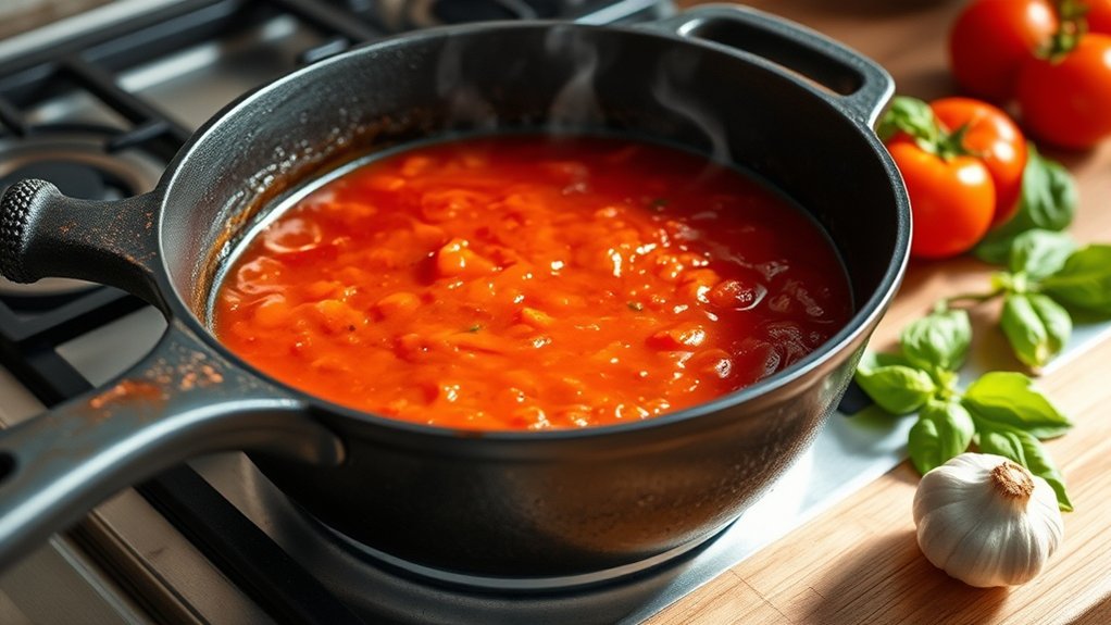 cook tomato sauce safely