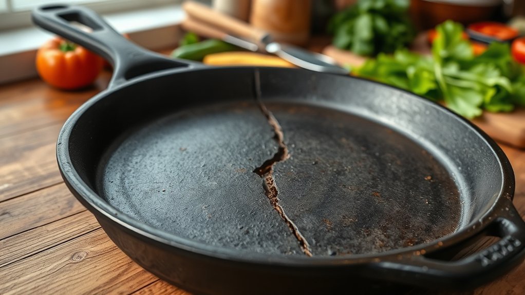 cracked skillet poses safety risks