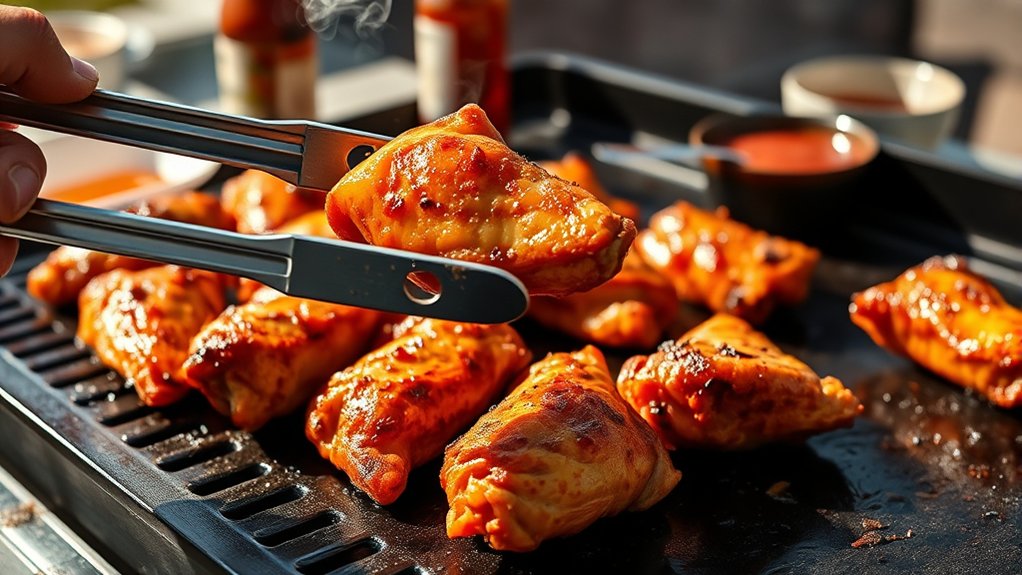 crispy wings on griddle