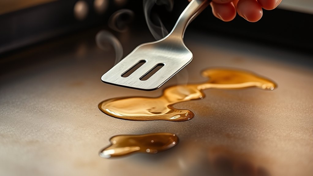 griddle surface dark sheen