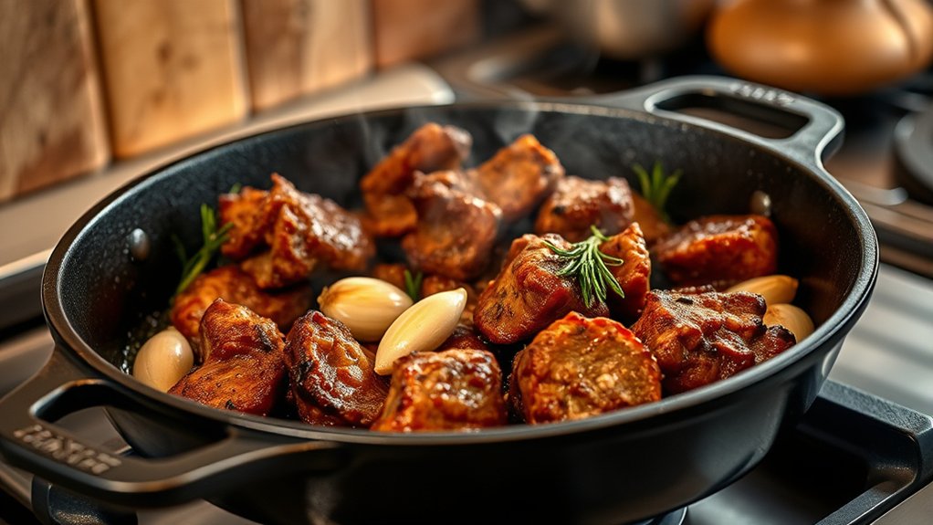 sear stew meat properly